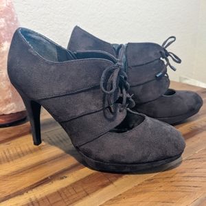 Suede lace up heals